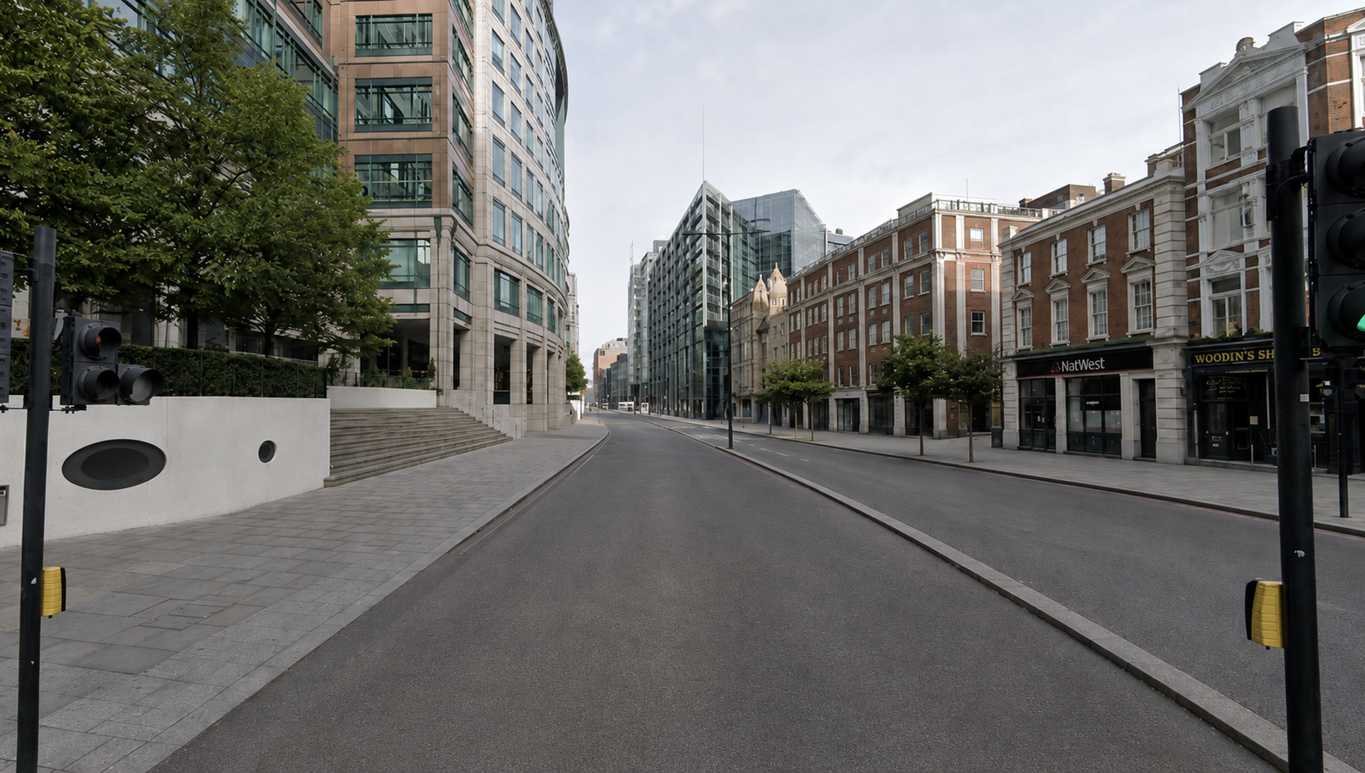 Empty street near Liverpool Street in London